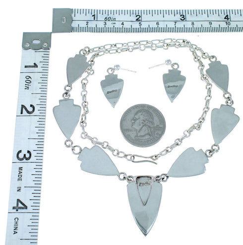 Sterling Silver Multicolor Link Necklace Earrings Jewelry Set RS34221